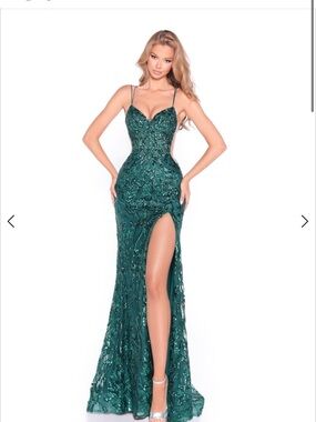 Sequin Black Spaghetti Strap Prom Gown